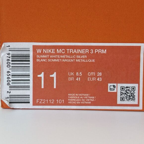 Nike MC Trainer 3 PRM Women's 11 Summit White Silver Workout Sneakers FZ2112 101 - Picture 8 of 8